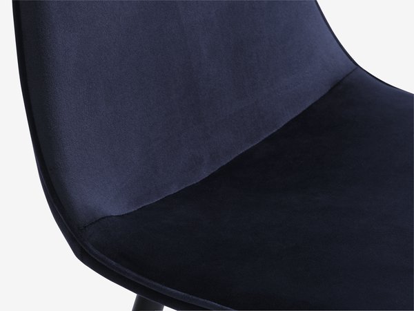 Dining chair BISTRUP velvet dark blue/black