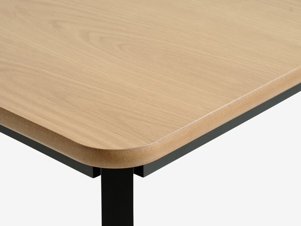 JEGIND L130 natural oak/black + 4 RISSKOV light grey