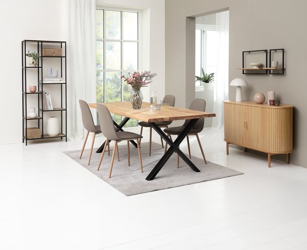 ROSLEV L200 table natural oak+4 BISTRUP chairs olive