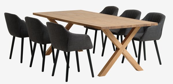 GRIBSKOV L230 table oak + 4 ADSLEV chairs anthracite