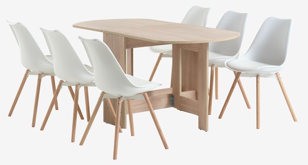 OBLING Μ100/163 τραπέζι δρυς + 4 KASTRUP καρέκλες λευκό