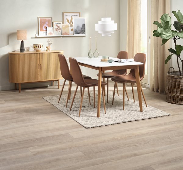 JEGIND L130 table white + 4 JONSTRUP chairs cognac