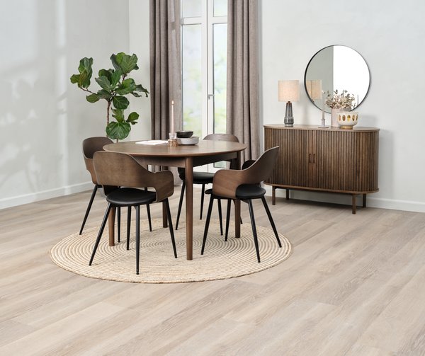 MARSTRAND tafel donker eik + 4 HVIDOVRE stoelen donker eik