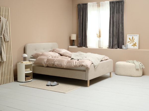 Sengeramme KONGSBERG 180x200 beige stof