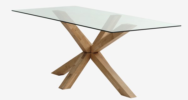 Dining table AGERBY 90x190 glass/oak