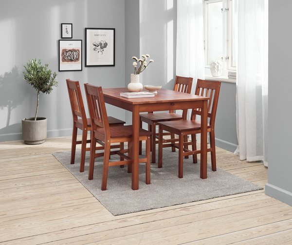 TYLSTRUP H118 asztal kávészínű + 4 TYLSTRUP szék kávészínű