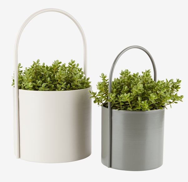 Garden planter KAIE D19/14 grey/green set of 2