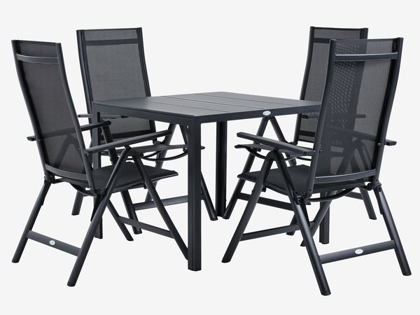 MADERUP Μ90 τραπέζι + 4 LOMMA καρέκλες μαύρο