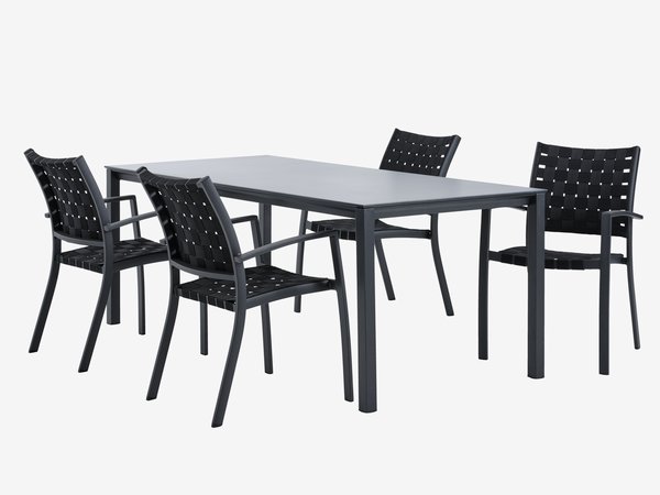 LANGET L207 table + 4 JEKSEN chaises noir
