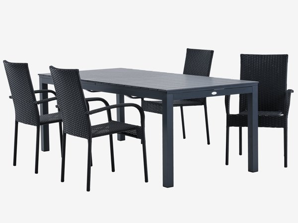 VATTRUP L206/319 table + 4 GUDHJEM chaises noir