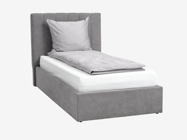 Ліжко HASLEV 90x200см темносірий тканина