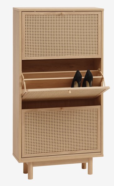 Shoe cabinet HALMSTAD 3 compartments oak colour