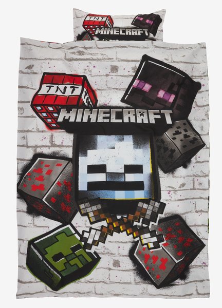 Parure de lit MINECRAFT 140x200 gris