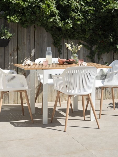 RAMTEN L72 table hardwood + 4 VANTORE chair white