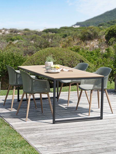 DAGSVAD D190 stůl přírodní + 4 VANTORE židle olivová