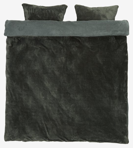 Fleece duvet cover set RIE Double anthracite grey