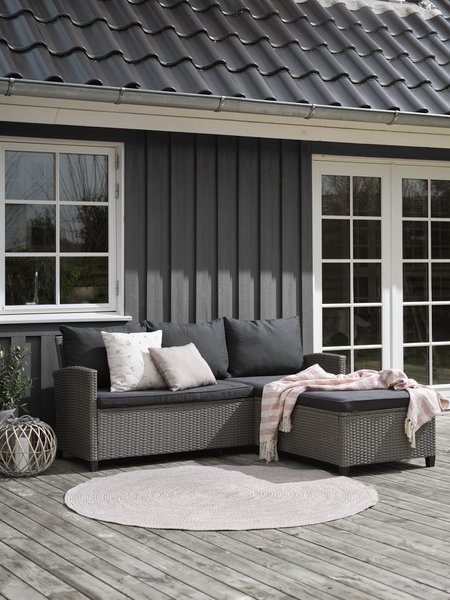 Loungesoffa ONDRUP m/schäslong 3-sits grå