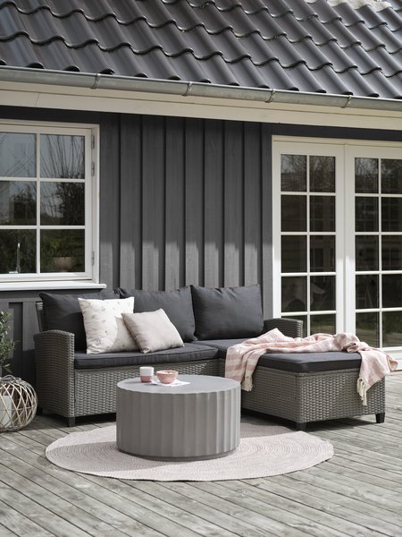 Loungesoffa ONDRUP m/schäslong 3-sits grå