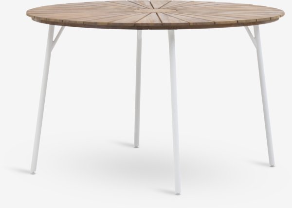 Mesa BASTRUP Ø120 + 4 sillas BASTRUP madera dura/blanco