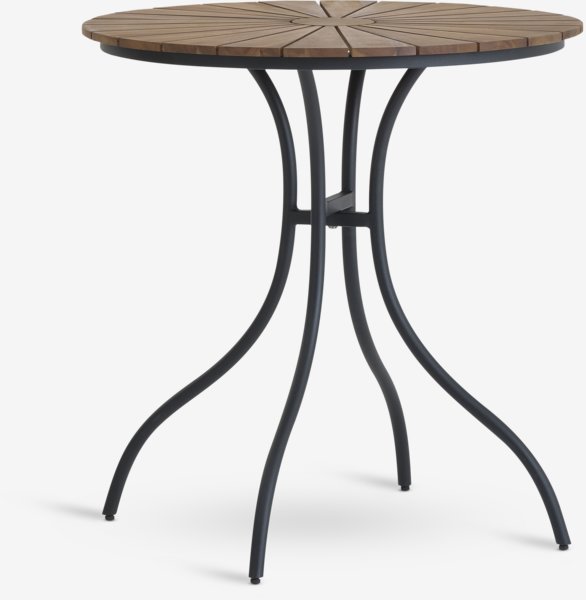 BASTRUP Ø70 tafel + 2 BASTRUP stoelen hardhout/zwart