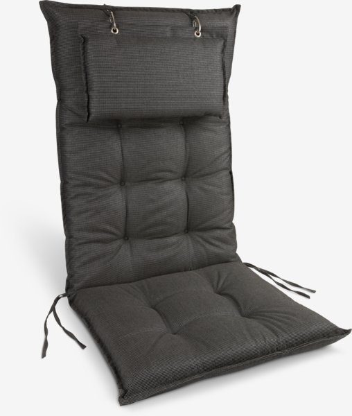 Garden cushion recliner chair BENNEBO black/grey