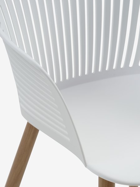 Table RAMTEN L72 bois dur + 4 chaises VANTORE blanc