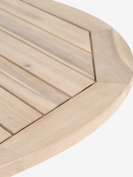 Tavolo HESTRA Ø126 cm legno duro + 4 sedie VANTORE oliva