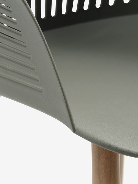 TAGEHOLM L118/168 Tisch natur + 4 VANTORE Stuhl olivgrün