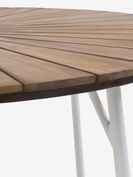 Mesa BASTRUP Ø120 + 4 sillas BASTRUP madera dura/blanco