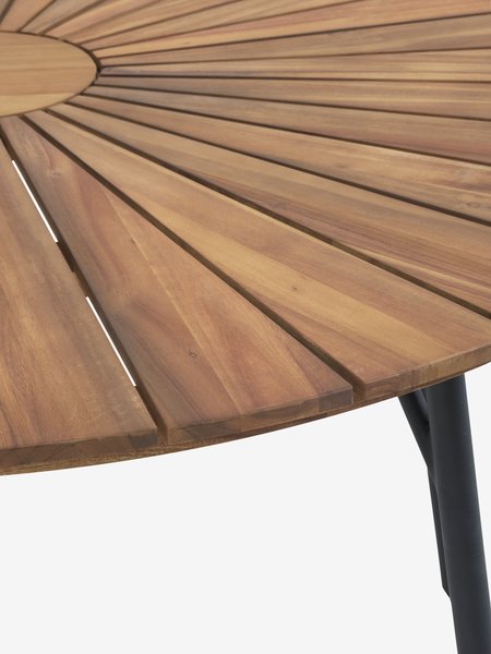 Mesa BASTRUP Ø120 + 4 sillas BASTRUP madera dura/negro