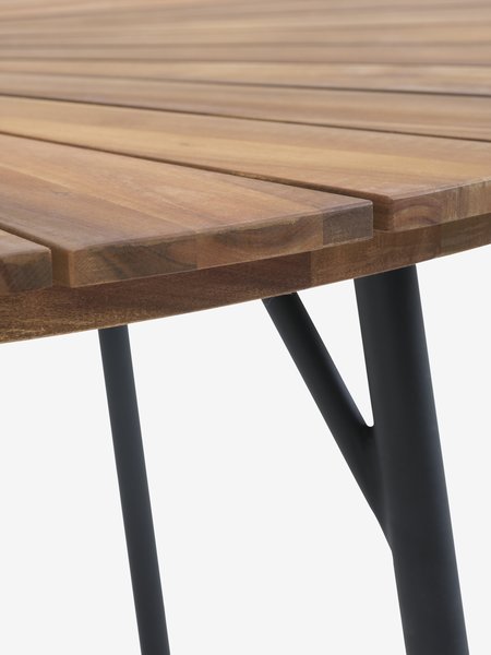 Mesa BASTRUP Ø120 + 4 sillas BASTRUP madera dura/negro