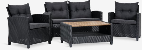 Set lounge VEN 4 posti nero