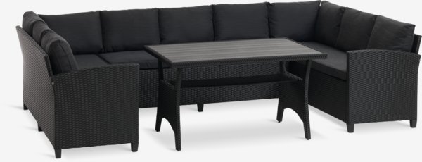 Set lounge ULLEHUSE 9 posti con vano contenitore nero