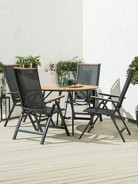 RANGSTRUP Ø110 tafel naturel/zwart + 4 BREDSTEN stoelen