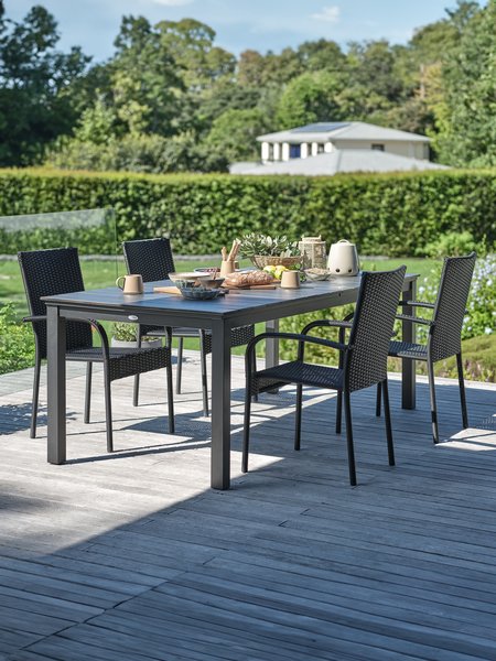 MOSS C214/315 mesa cinzento + 4 GUDHJEM cadeira preto