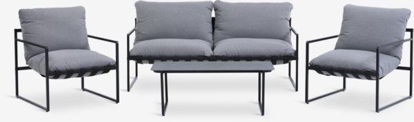 Conjunto muebles jardín RISVEDEN 4 plazas gris