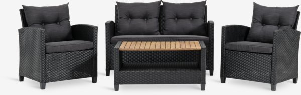 Loungeset VEN 4-sits svart