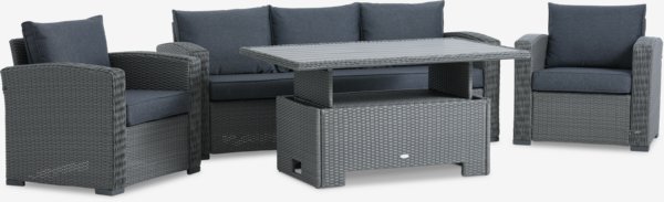 Set muebles jardín STAVERN 5 plazas gris