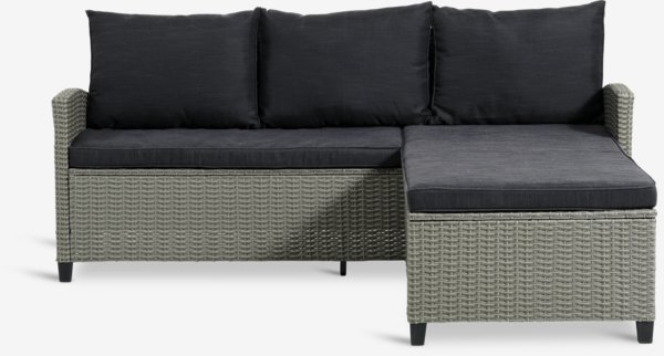 Loungesoffa ONDRUP m/schäslong 3-sits grå
