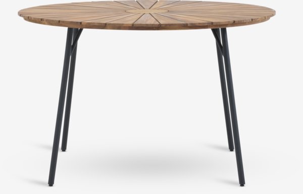 Mesa BASTRUP Ø120 + 4 sillas BASTRUP madera dura/negro