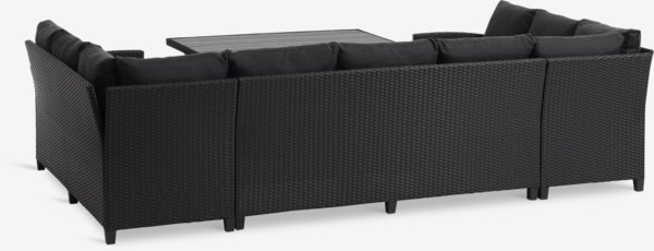 Lounge garnitura ULLEHUSE za 9 osoba, odlaganje, crna