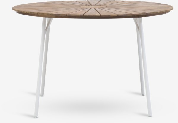 Mesa BASTRUP Ø120 + 4 sillas BASTRUP madera dura/blanco