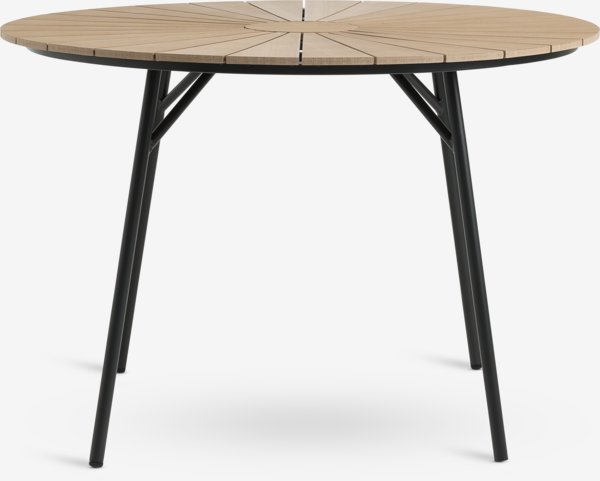 Záhradný stôl RANGSTRUP Ø110 prírodná/čierna