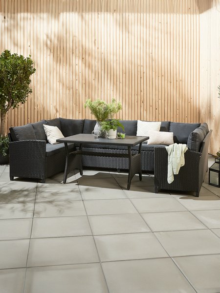 Set lounge ULLEHUSE 9 posti con vano contenitore nero