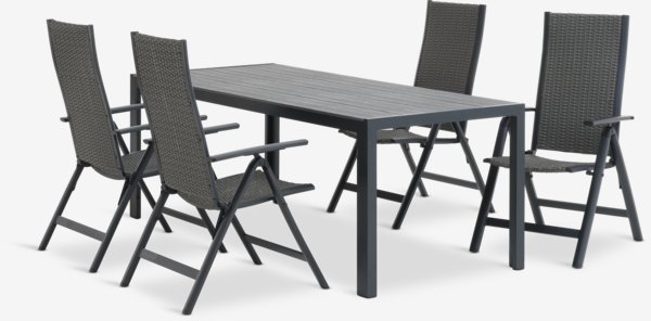 PINDSTRUP L205 table + 4 UGLEV chaises gris