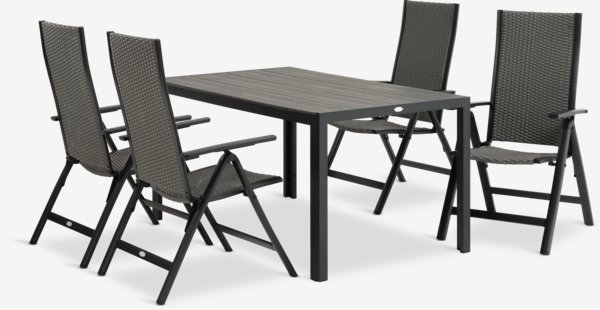 PINDSTRUP D150 stół + 4 UGLEV krzesło szary