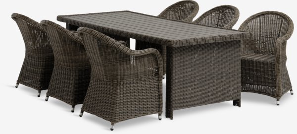 Tavolo GAMMELBY L225 cm + 4 Sedie GAMMELBY grigio