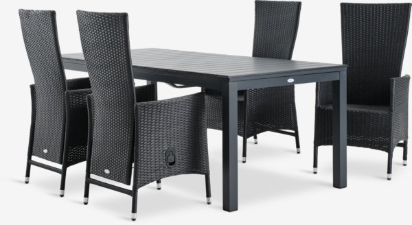 VATTRUP L206/319 table + 4 SKIVE chaises noir