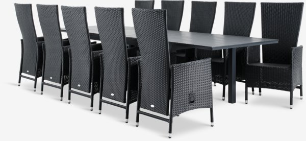 Table VATTRUP L206/321 noir + 4 chaises SKIVE noir