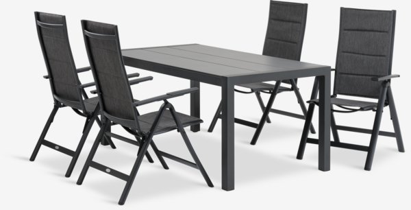 HAGEN P160 pöytä harmaa + 4 MYSEN tuoli harmaa